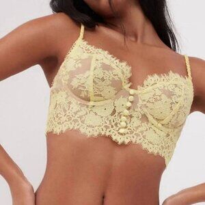 NWOT For Love & Lemons Yellow Faye Lace Underwire Bustier Top - XXS